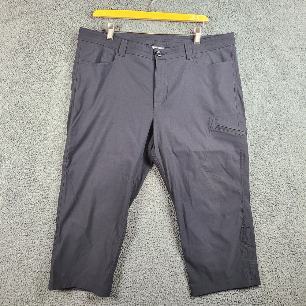 Eddie Bauer Womens Hiking Pants Size 16 Black Nylon Stretch Cropped Cargo Trail